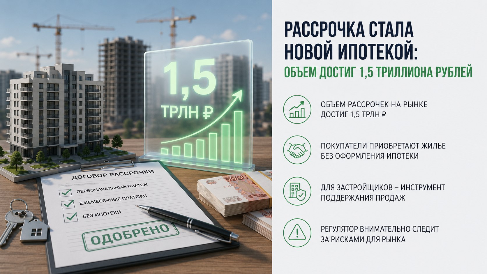 Рассрочка стала новой ипотекой: объем достиг 1,5 триллиона рублей