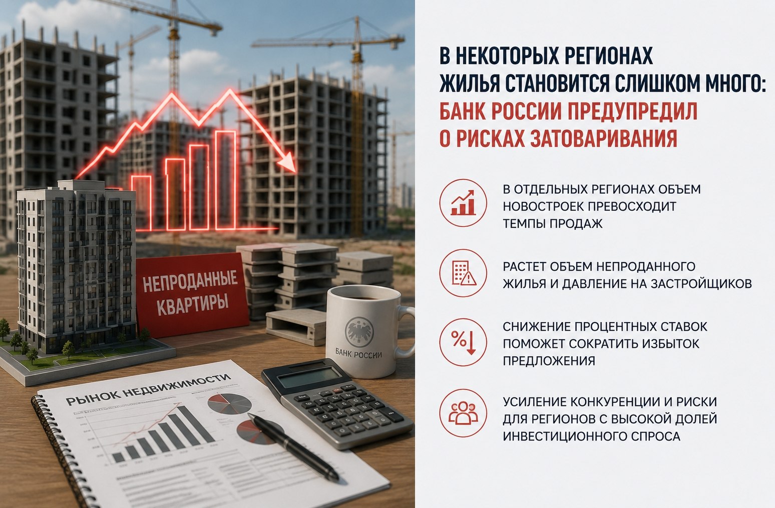 В некоторых регионах жилья становится слишком много: Банк России предупредил о рисках затоваривания